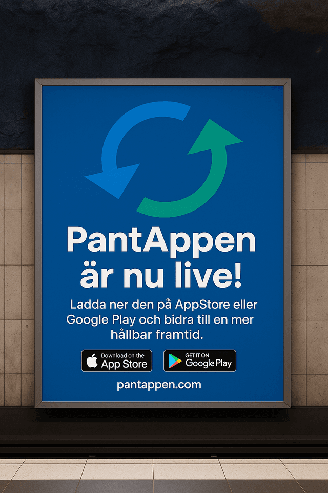 Stockholms tunnelbana reklam för Pantappen - miljövänlig återvinning